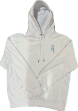 Load image into Gallery viewer, White &quot;R&quot; Helper Hoodie &quot;Light Blue Stitch&quot;
